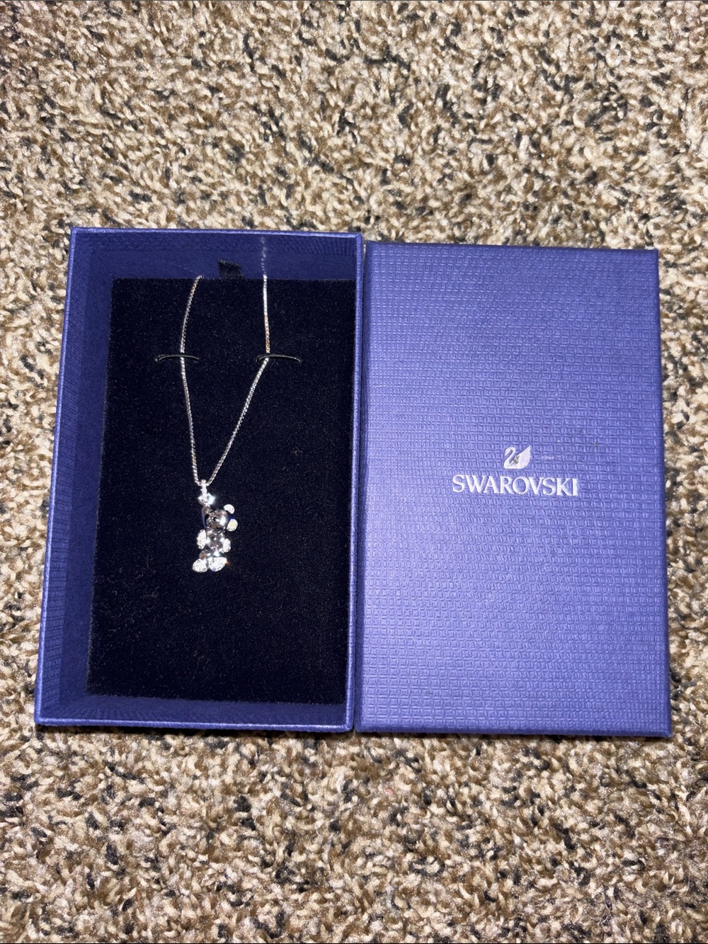 Swarovski Silver Crystal Bear Pendant Necklace
